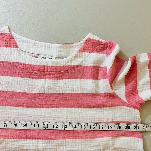 Habitat Quarter Sleeve Gauze Top XS Pink/White - Picture 9 of 11